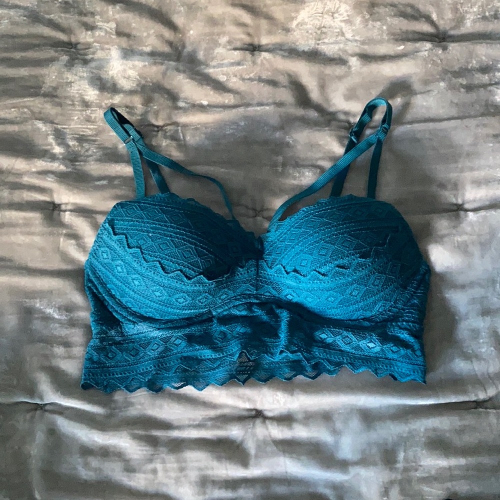 VS Padded strappy bralette in teal lace